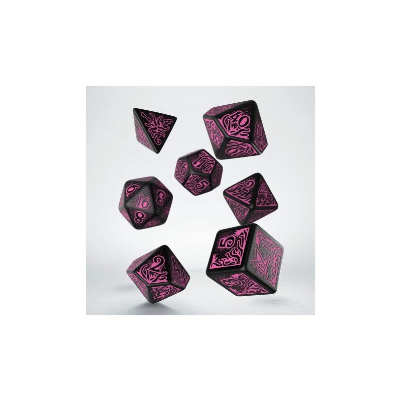 Q Workshop - Call of Cthulhu (7th Edition): Black & magenta 7pc RPG Dice Set