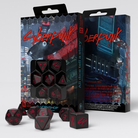 Q Workshop - Cyberpunk Red: Blood over Chrome 7pc RPG Dice Set