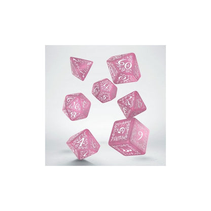 Q Workshop - Elvish: Shimmering pink & White 7pc RPG Dice Set