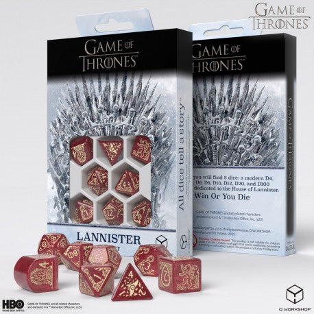 Q Workshop - Game of Thrones: Lannister 7pc RPG Dice Set